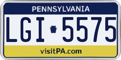 PA license plate LGI5575