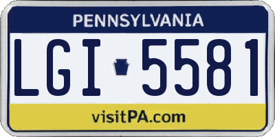 PA license plate LGI5581