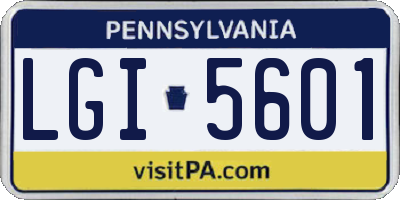 PA license plate LGI5601