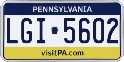 PA license plate LGI5602