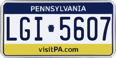 PA license plate LGI5607