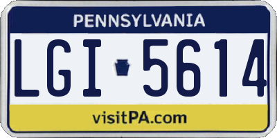 PA license plate LGI5614