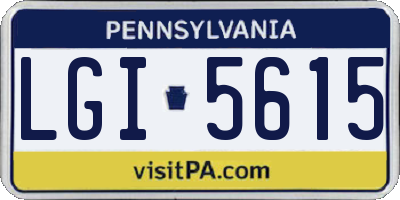 PA license plate LGI5615