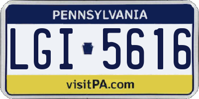 PA license plate LGI5616