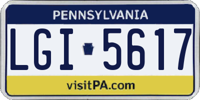 PA license plate LGI5617