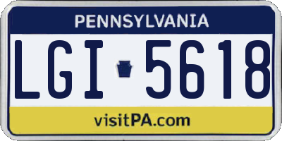 PA license plate LGI5618