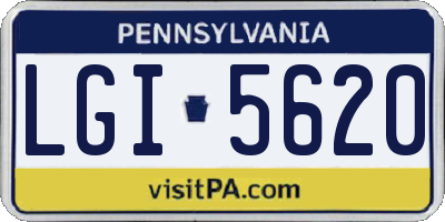 PA license plate LGI5620
