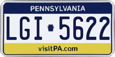 PA license plate LGI5622