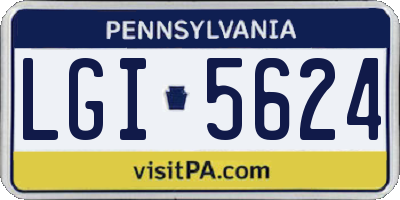 PA license plate LGI5624