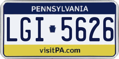 PA license plate LGI5626