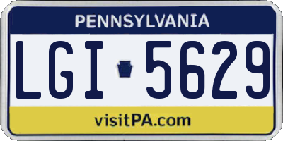PA license plate LGI5629