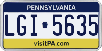 PA license plate LGI5635