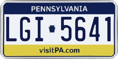 PA license plate LGI5641