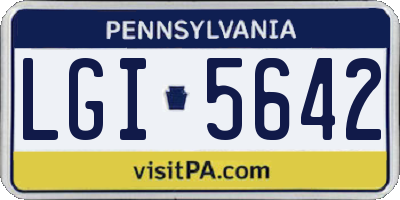 PA license plate LGI5642