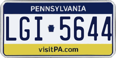 PA license plate LGI5644
