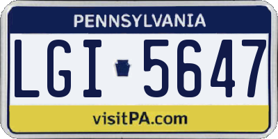 PA license plate LGI5647