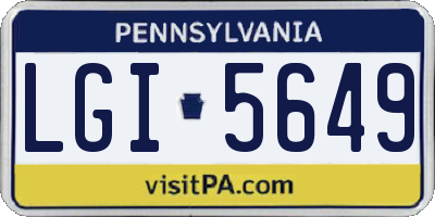 PA license plate LGI5649