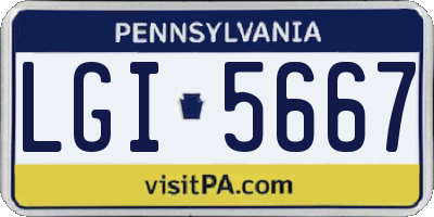 PA license plate LGI5667