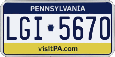 PA license plate LGI5670