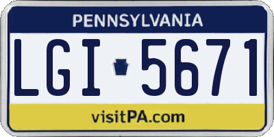PA license plate LGI5671
