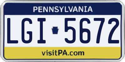 PA license plate LGI5672