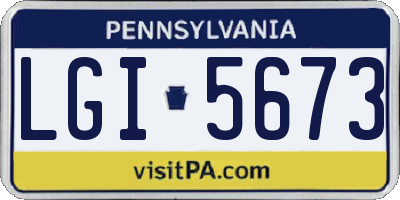 PA license plate LGI5673