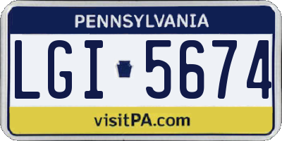 PA license plate LGI5674