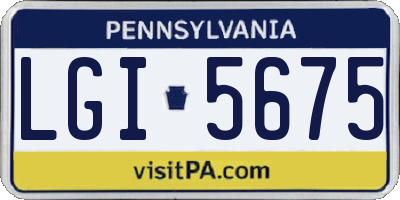 PA license plate LGI5675