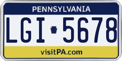 PA license plate LGI5678