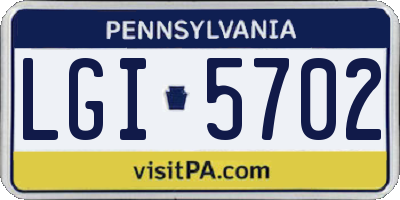 PA license plate LGI5702
