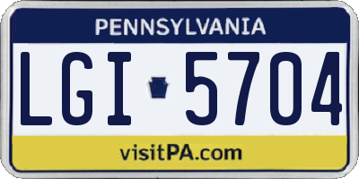 PA license plate LGI5704