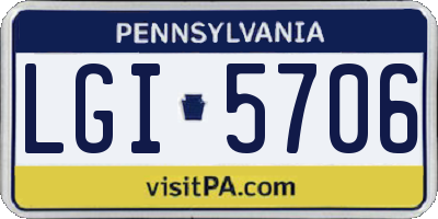 PA license plate LGI5706