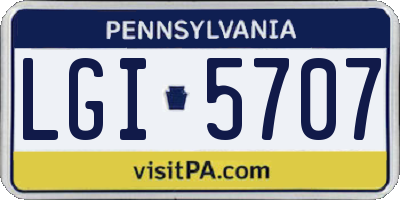 PA license plate LGI5707