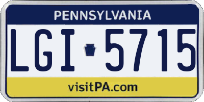 PA license plate LGI5715