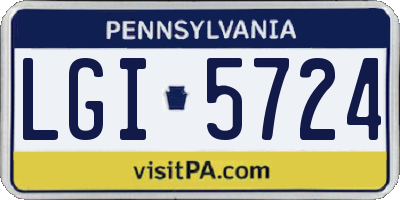 PA license plate LGI5724
