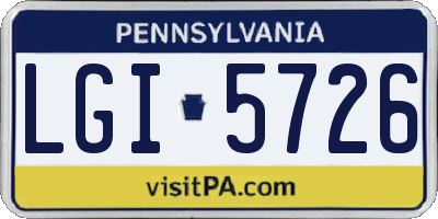 PA license plate LGI5726