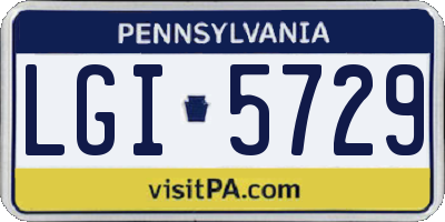 PA license plate LGI5729