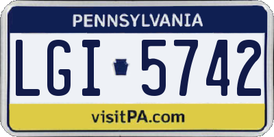 PA license plate LGI5742