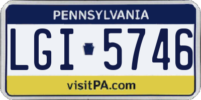 PA license plate LGI5746