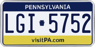 PA license plate LGI5752