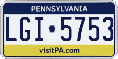 PA license plate LGI5753