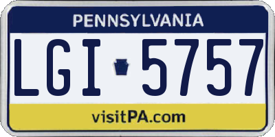 PA license plate LGI5757