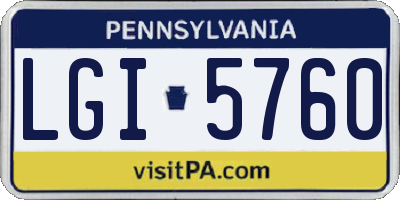 PA license plate LGI5760