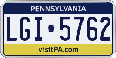 PA license plate LGI5762