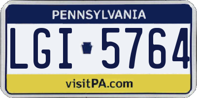 PA license plate LGI5764