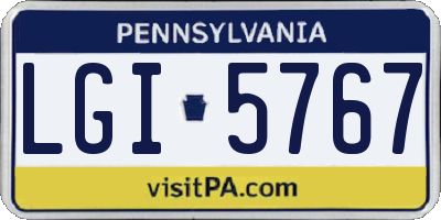 PA license plate LGI5767