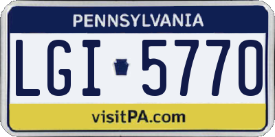 PA license plate LGI5770