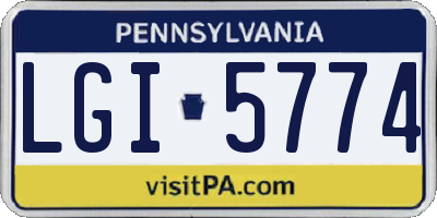 PA license plate LGI5774