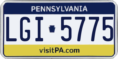 PA license plate LGI5775
