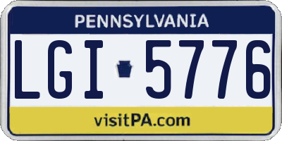 PA license plate LGI5776